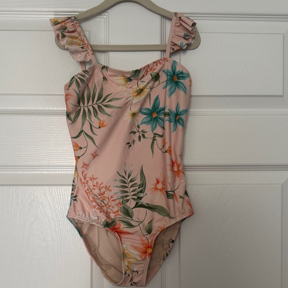PQ Swim Kids One Piece in Pink with Floral Design